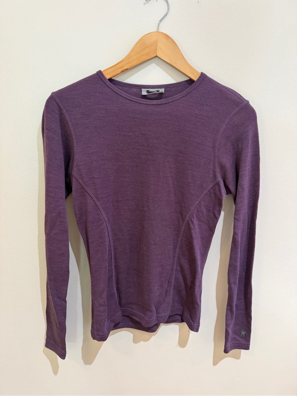Smartwool Purple Long-Sleeve Crewneck 100% Merino Wool hiking outdoor womens med